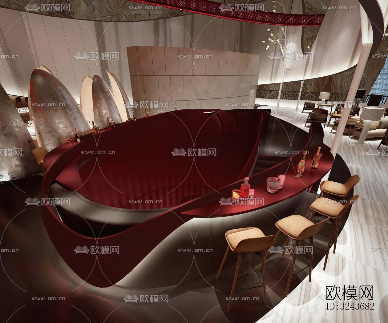 现代西餐厅效果图下载（渲染图12）