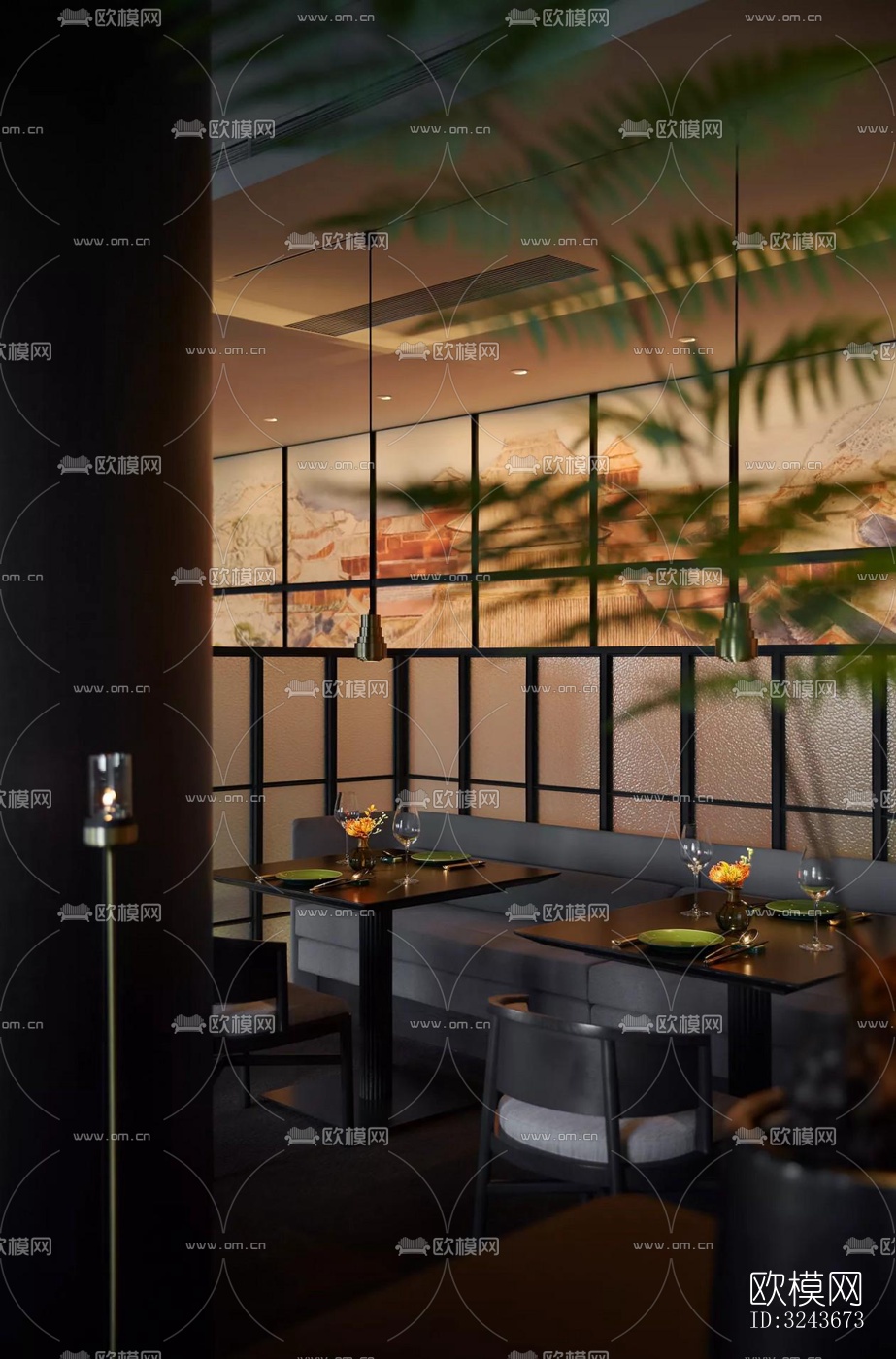 现代西餐厅效果图下载（渲染图3）