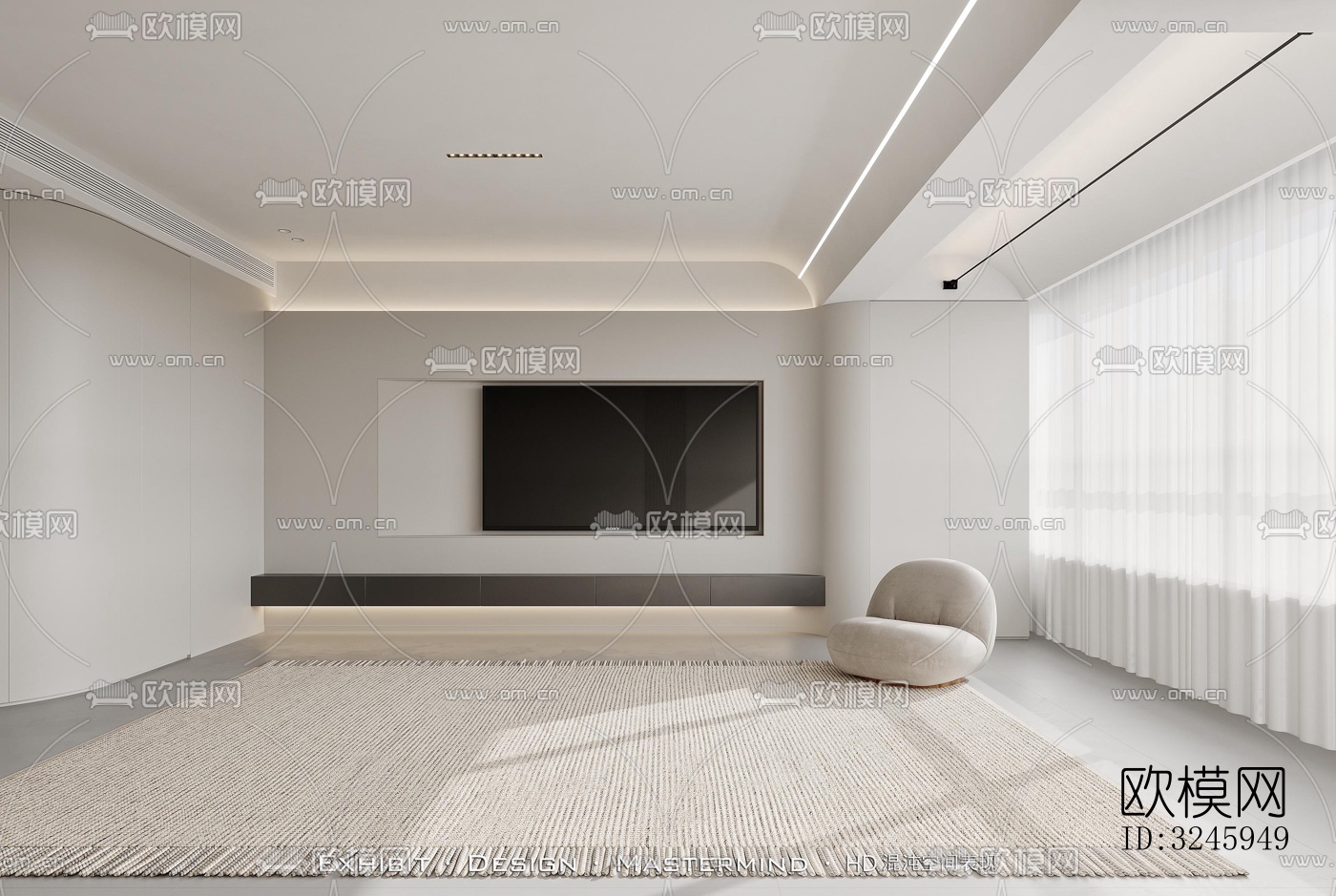 现代客餐厅效果图下载（渲染图1）