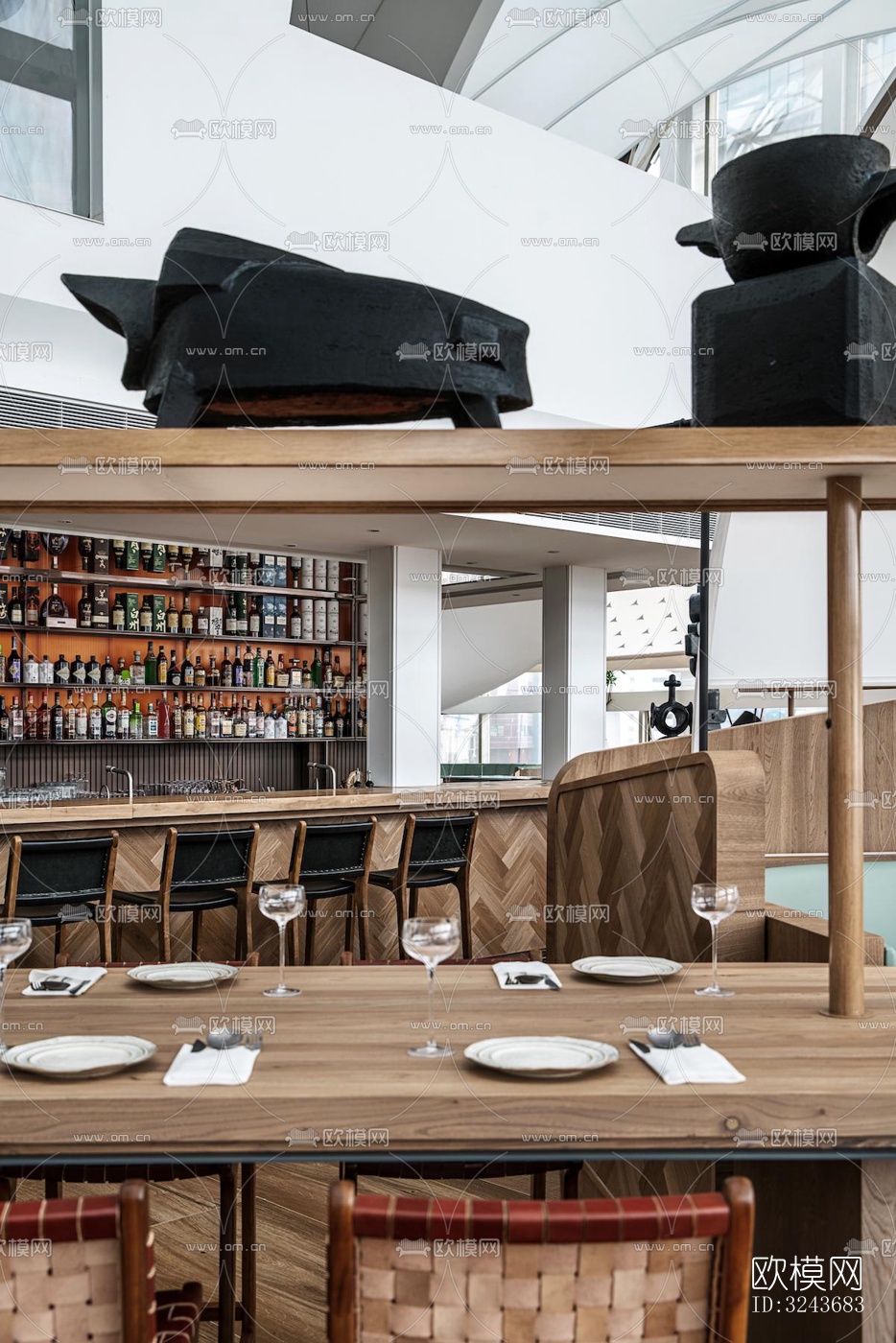 现代西餐厅效果图下载（渲染图5）