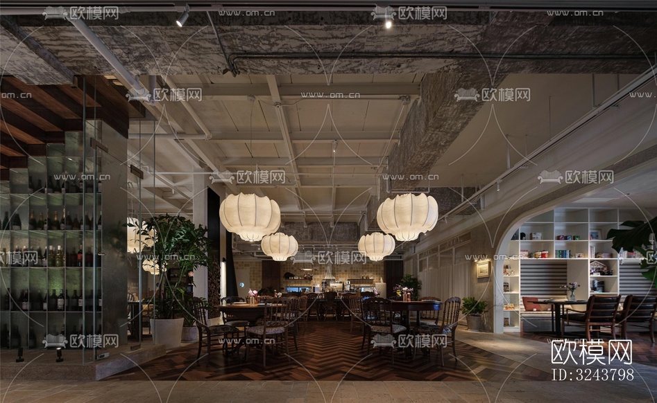 美式西餐廳效果圖下載(渲染圖3)