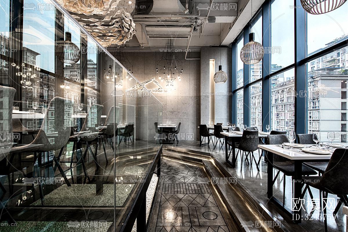 现代西餐厅效果图下载（渲染图2）