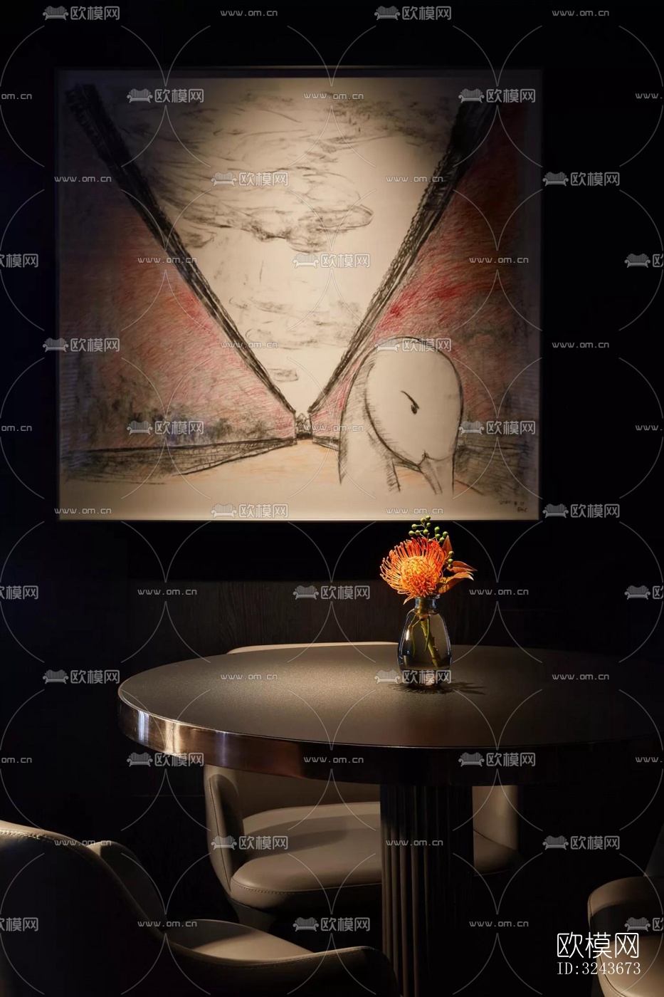 现代西餐厅效果图下载（渲染图5）