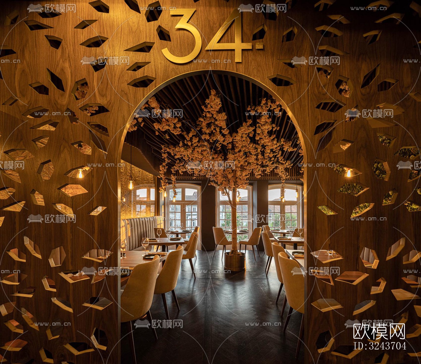 现代西餐厅效果图下载（渲染图14）