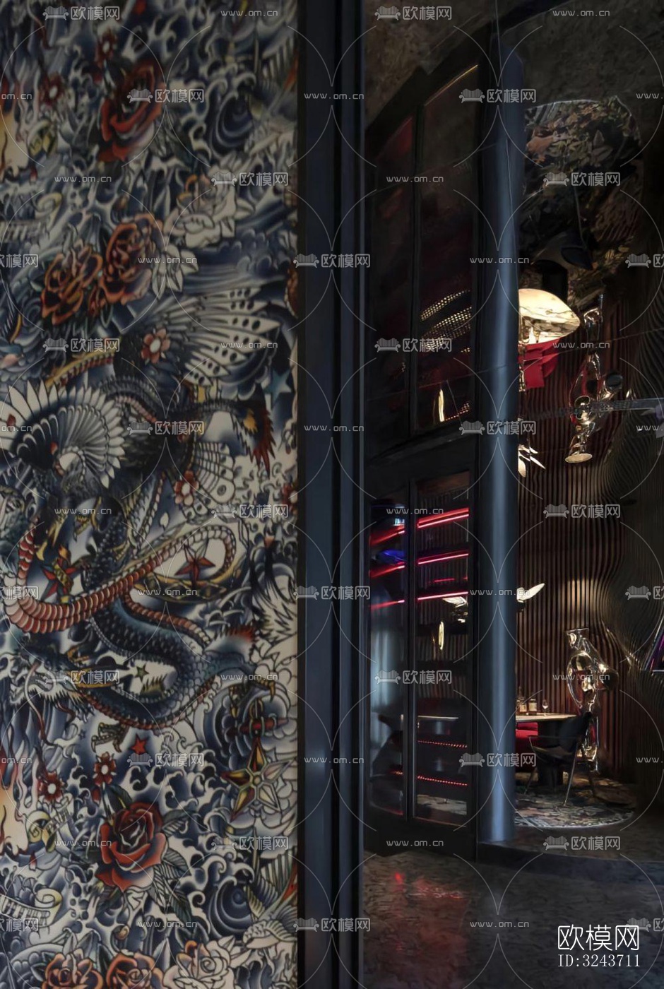 现代西餐厅效果图下载（渲染图10）