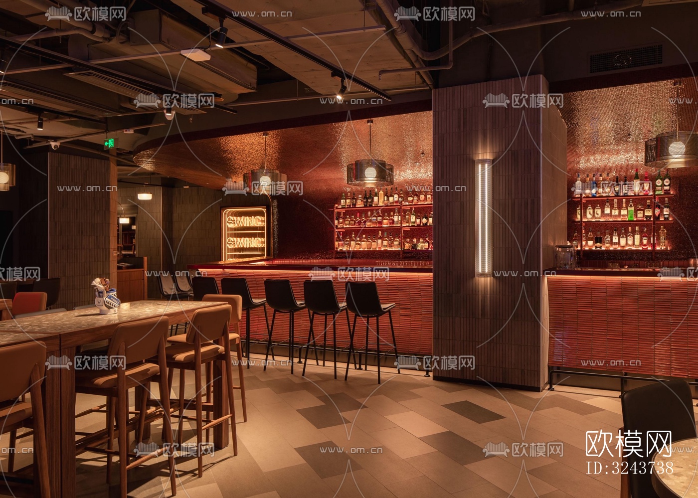 现代西餐厅效果图下载（渲染图13）