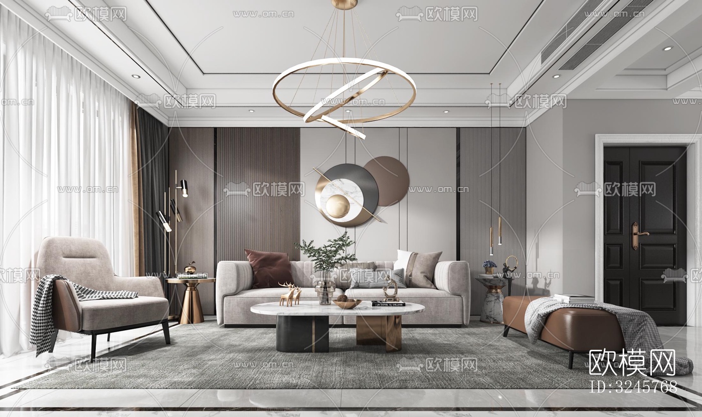 现代客厅效果图下载（渲染图5）