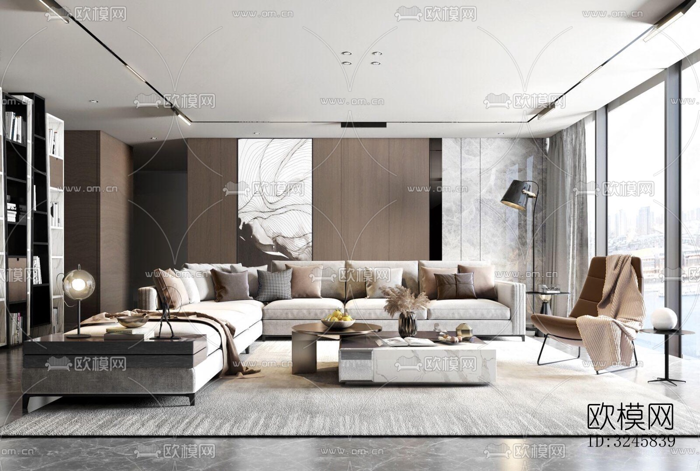 现代客厅效果图下载（渲染图1）