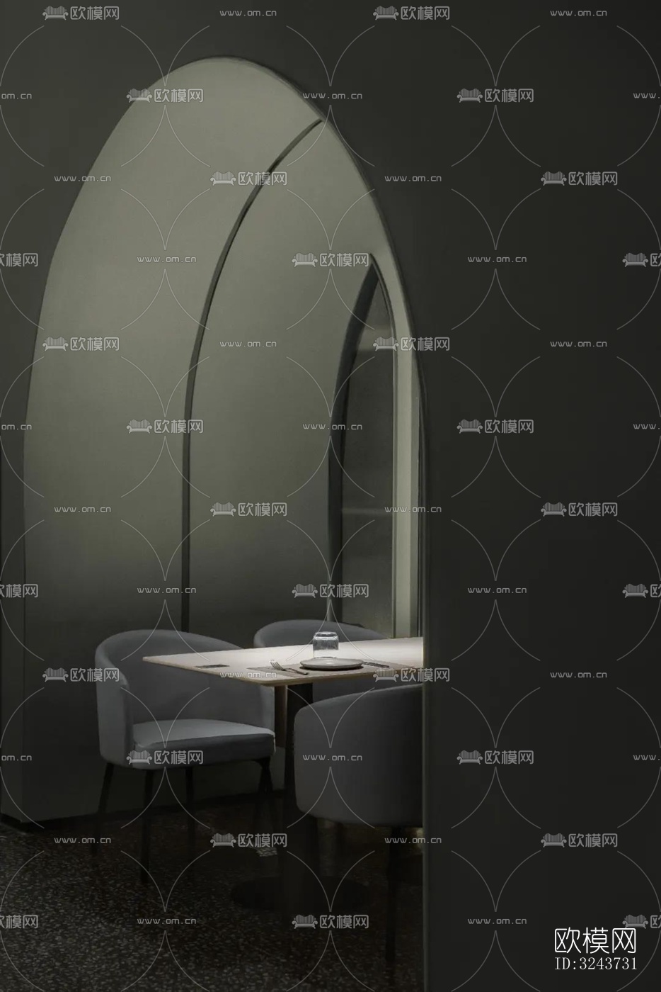 现代西餐厅效果图下载（渲染图2）