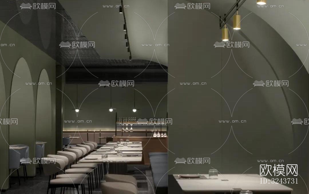 现代西餐厅效果图下载（渲染图10）