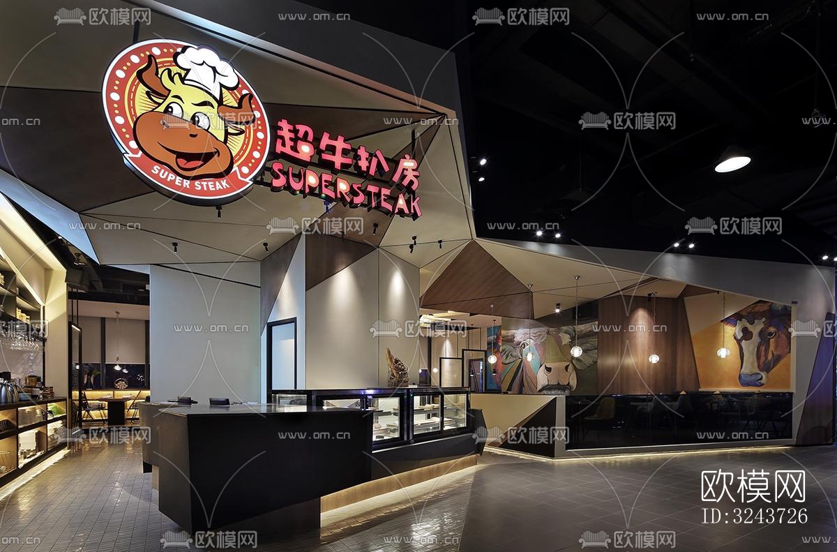 现代西餐厅效果图下载（渲染图1）