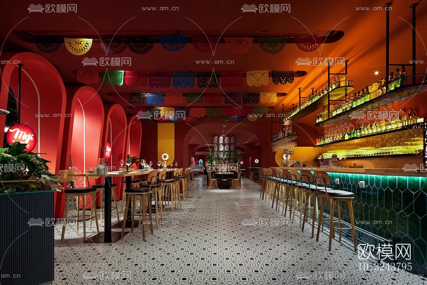美式西餐廳效果圖下載(渲染圖2)