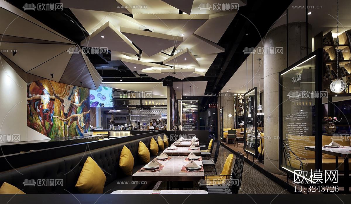 现代西餐厅效果图下载（渲染图14）