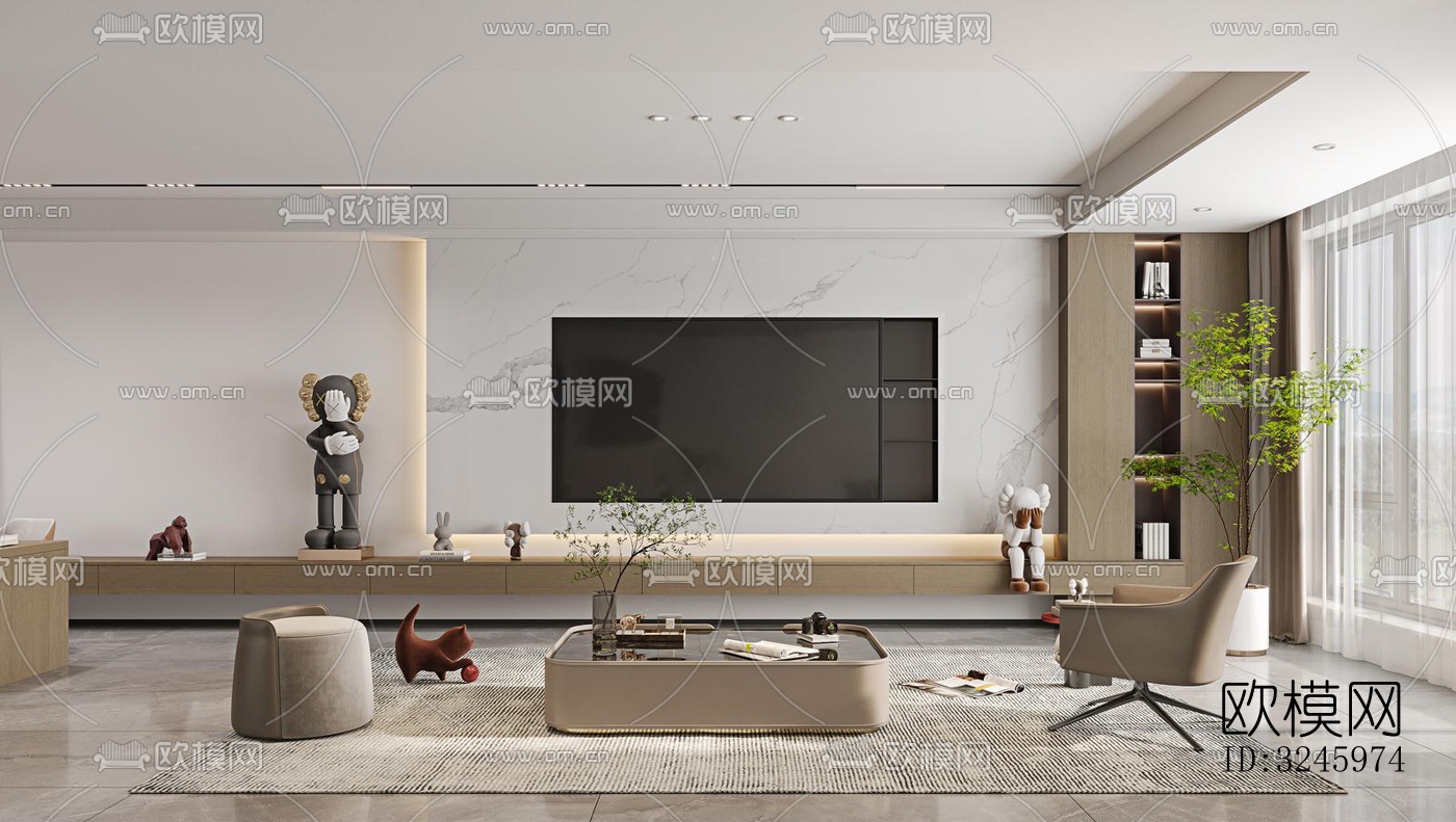 现代客餐厅效果图下载（渲染图10）