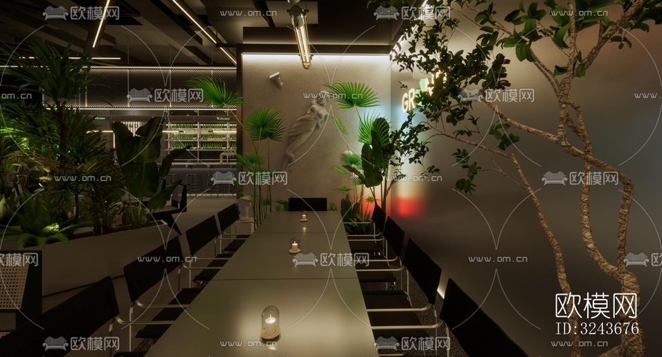 現(xiàn)代西餐廳效果圖下載(渲染圖8)