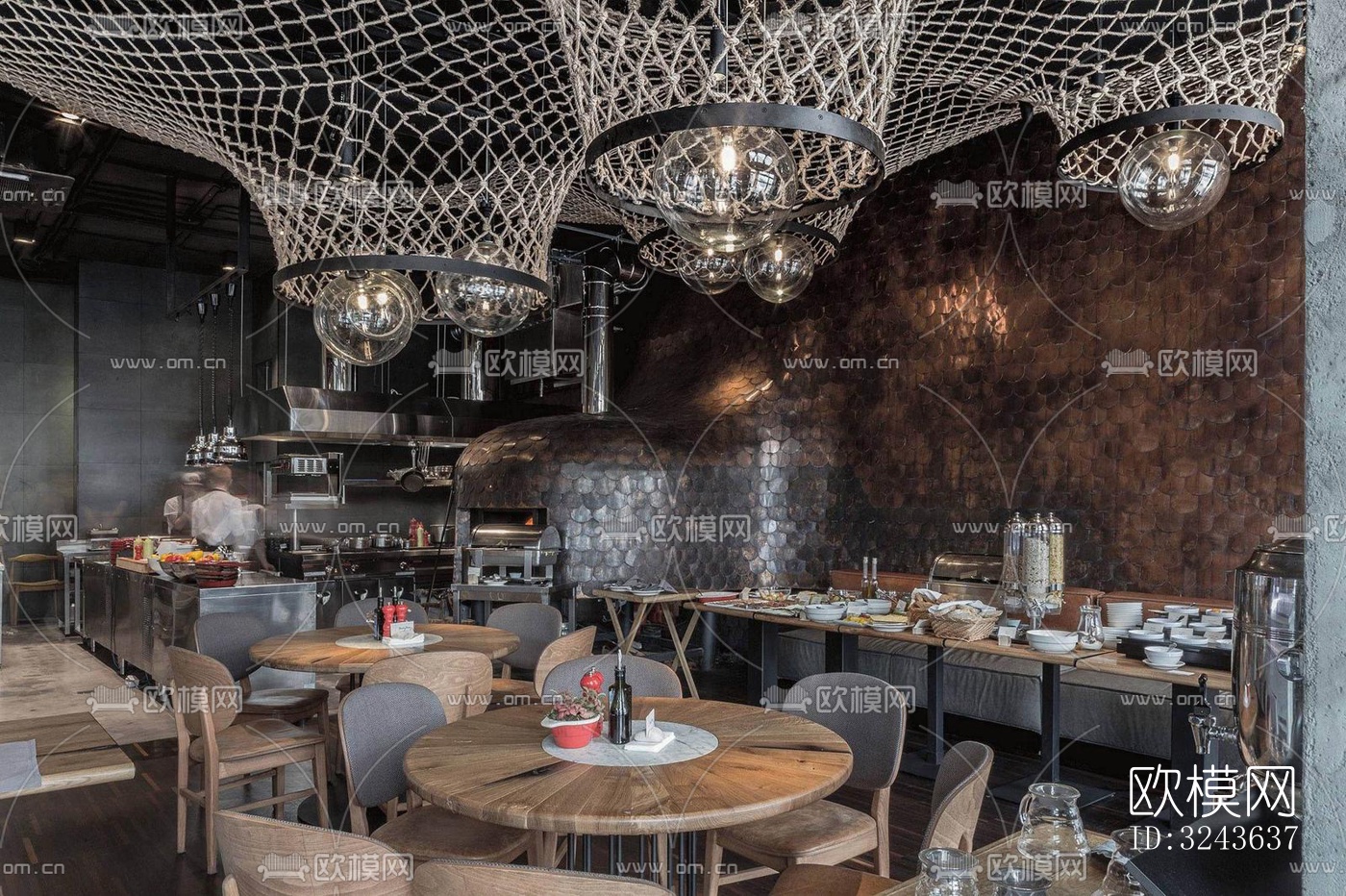 工业风西餐厅效果图下载（渲染图8）