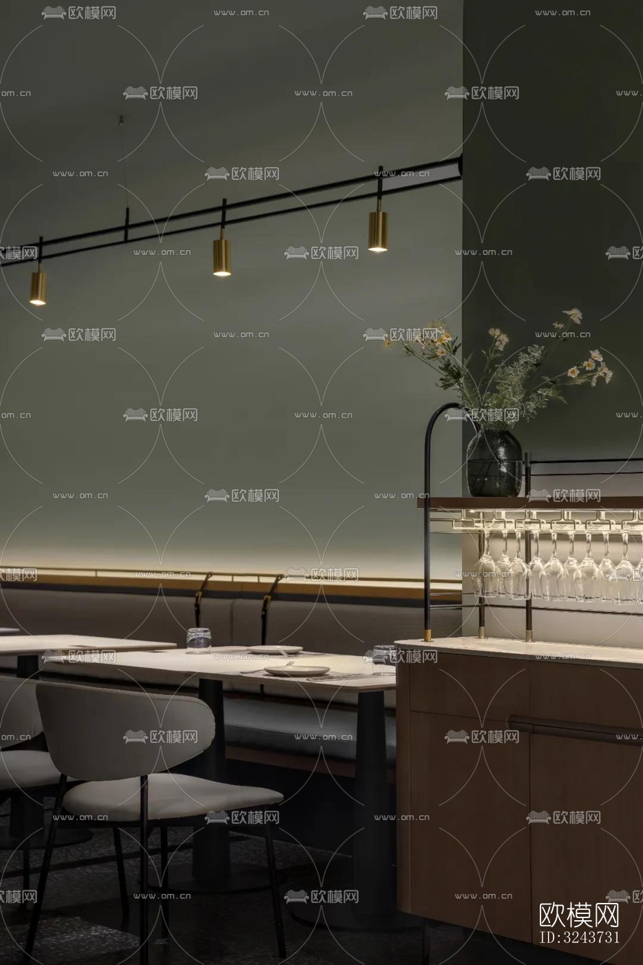 现代西餐厅效果图下载（渲染图6）