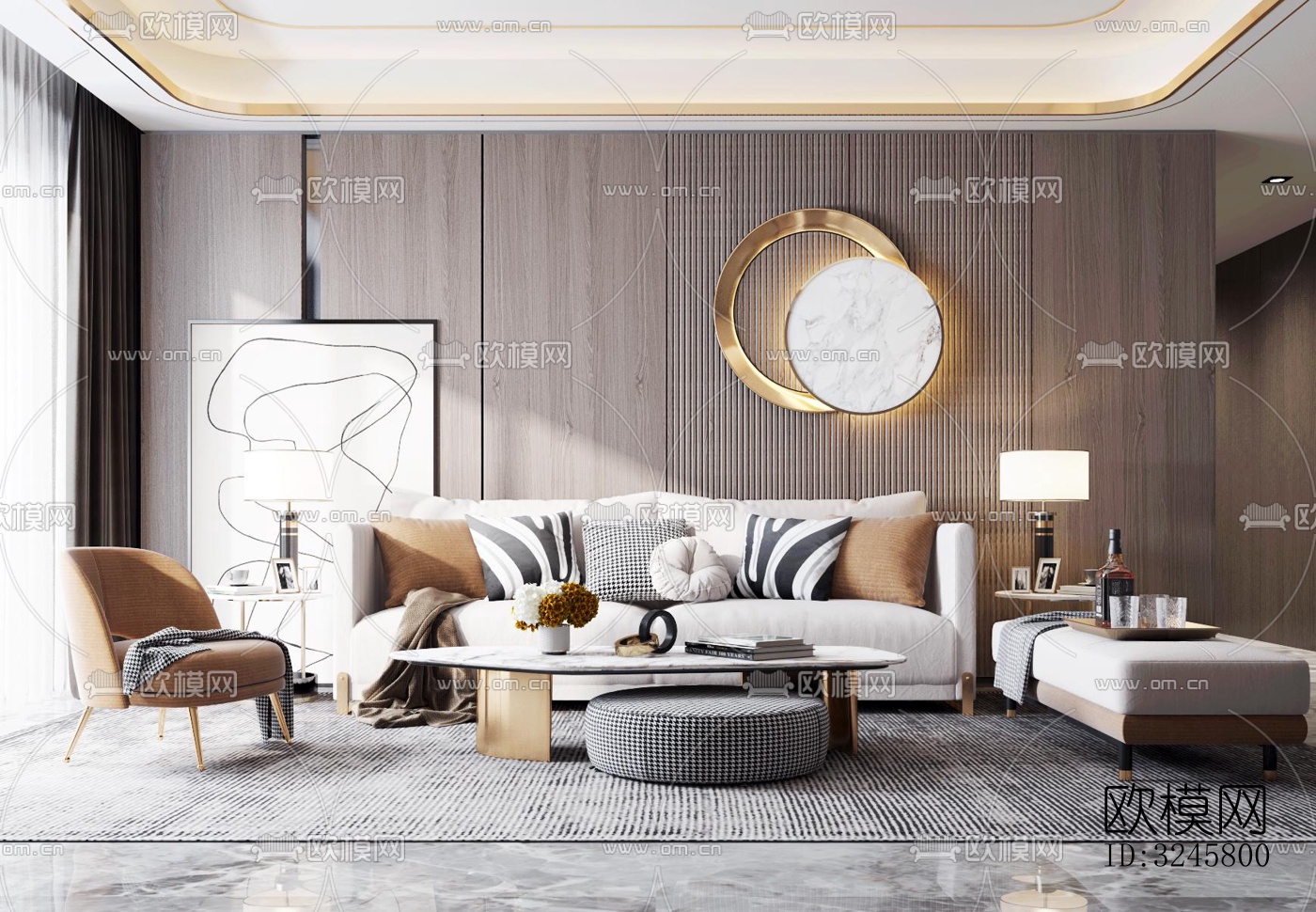 现代客厅效果图下载（渲染图5）