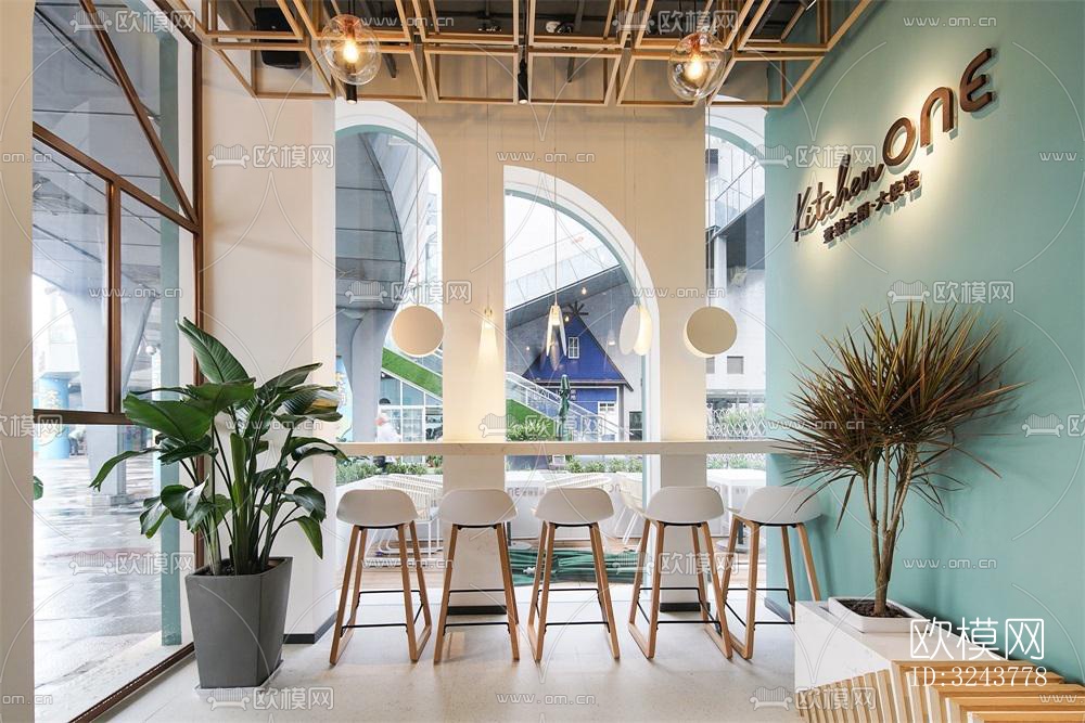 现代西餐厅效果图下载（渲染图15）