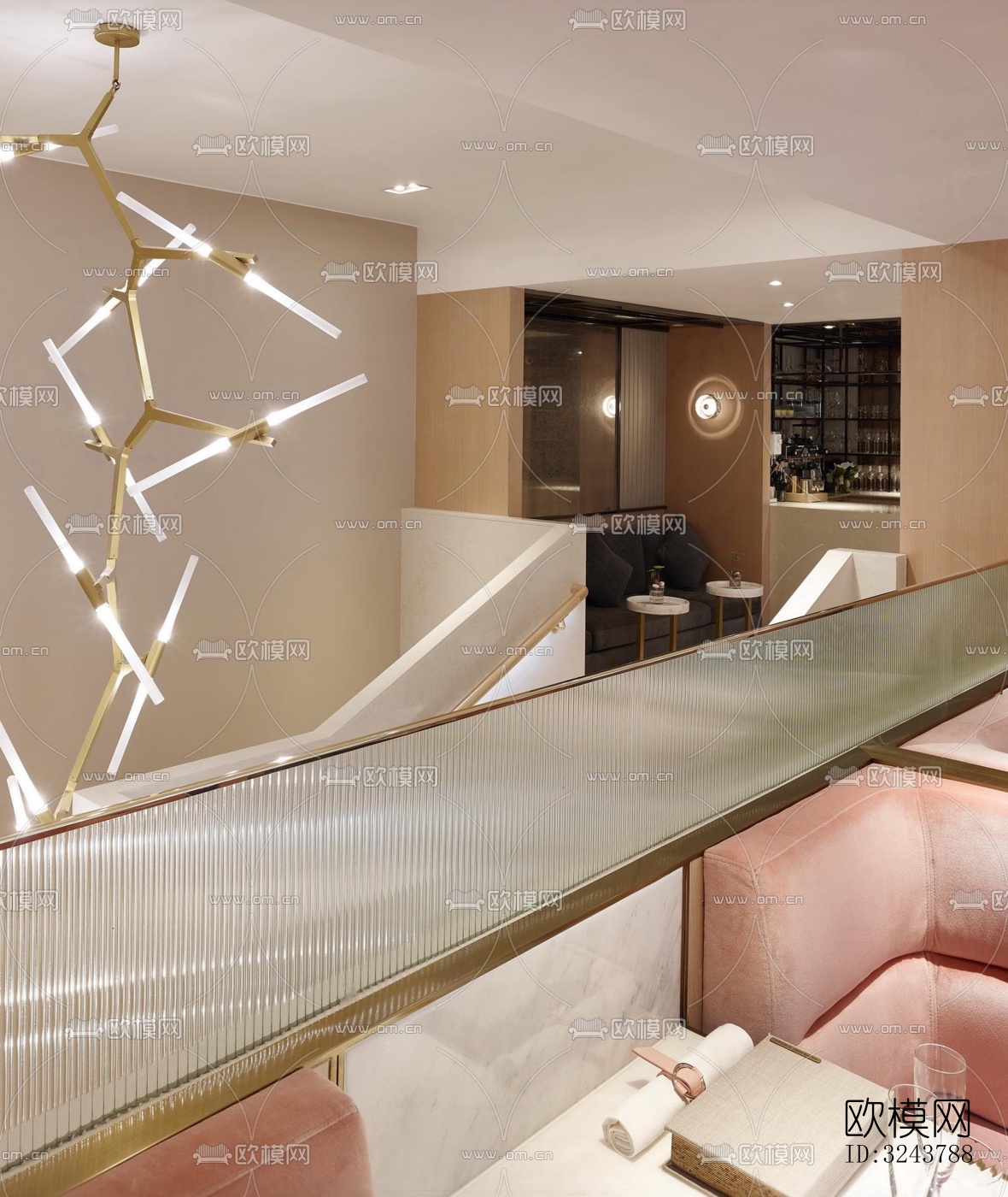 现代西餐厅效果图下载（渲染图2）