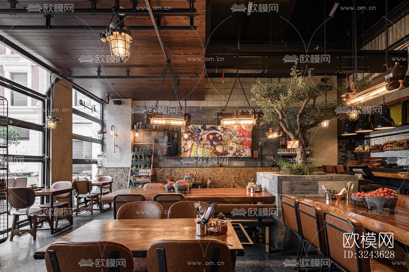 工业风西餐厅效果图下载（渲染图9）