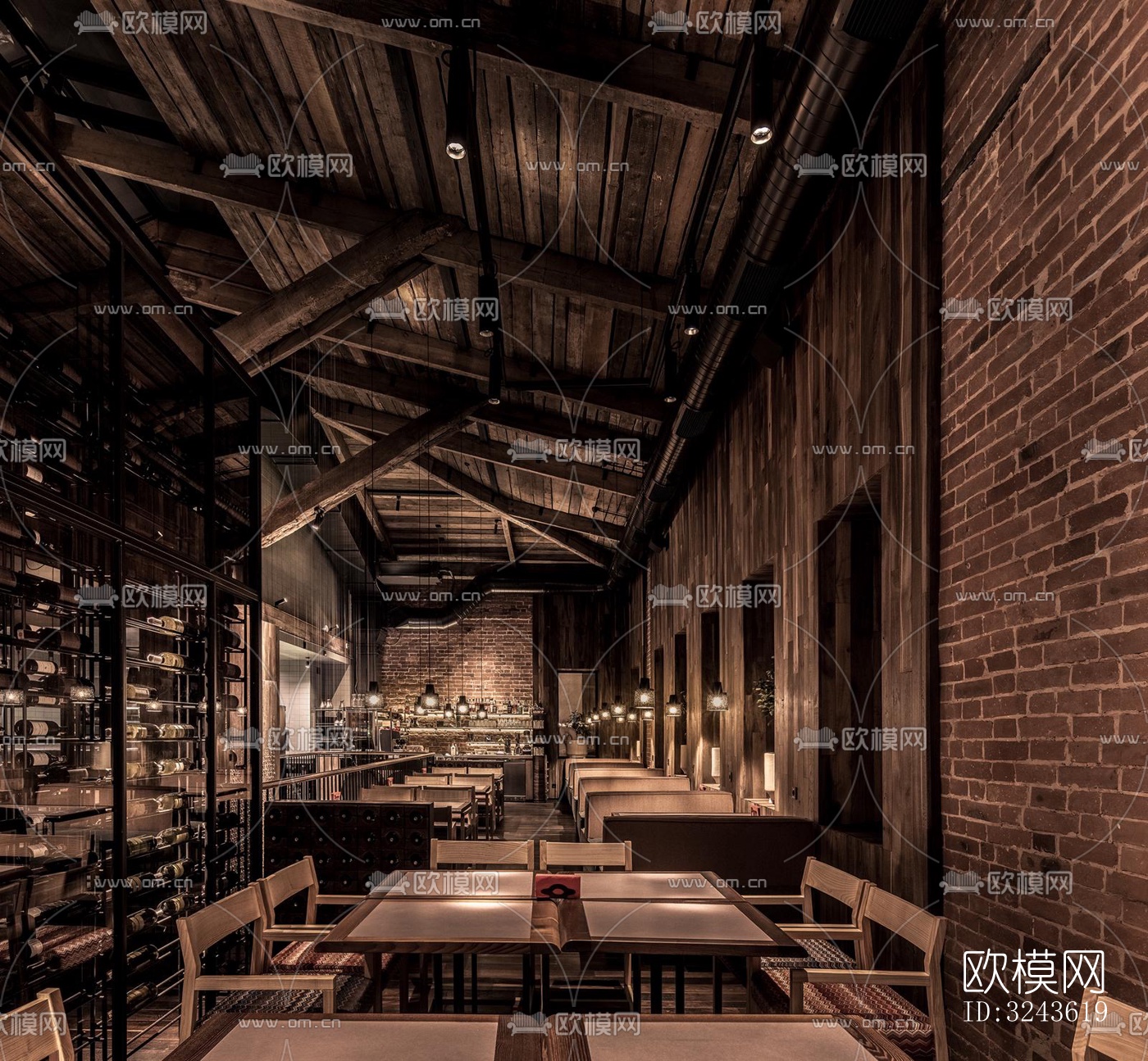 侘寂西餐厅效果图下载（渲染图2）