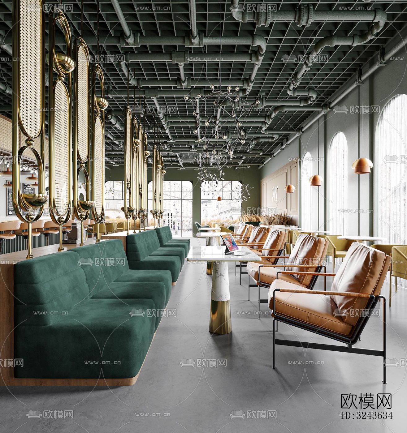 工业风西餐厅效果图下载（渲染图7）