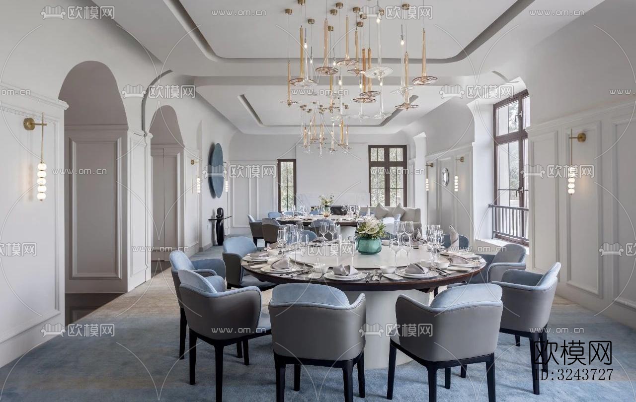 现代西餐厅效果图下载（渲染图2）