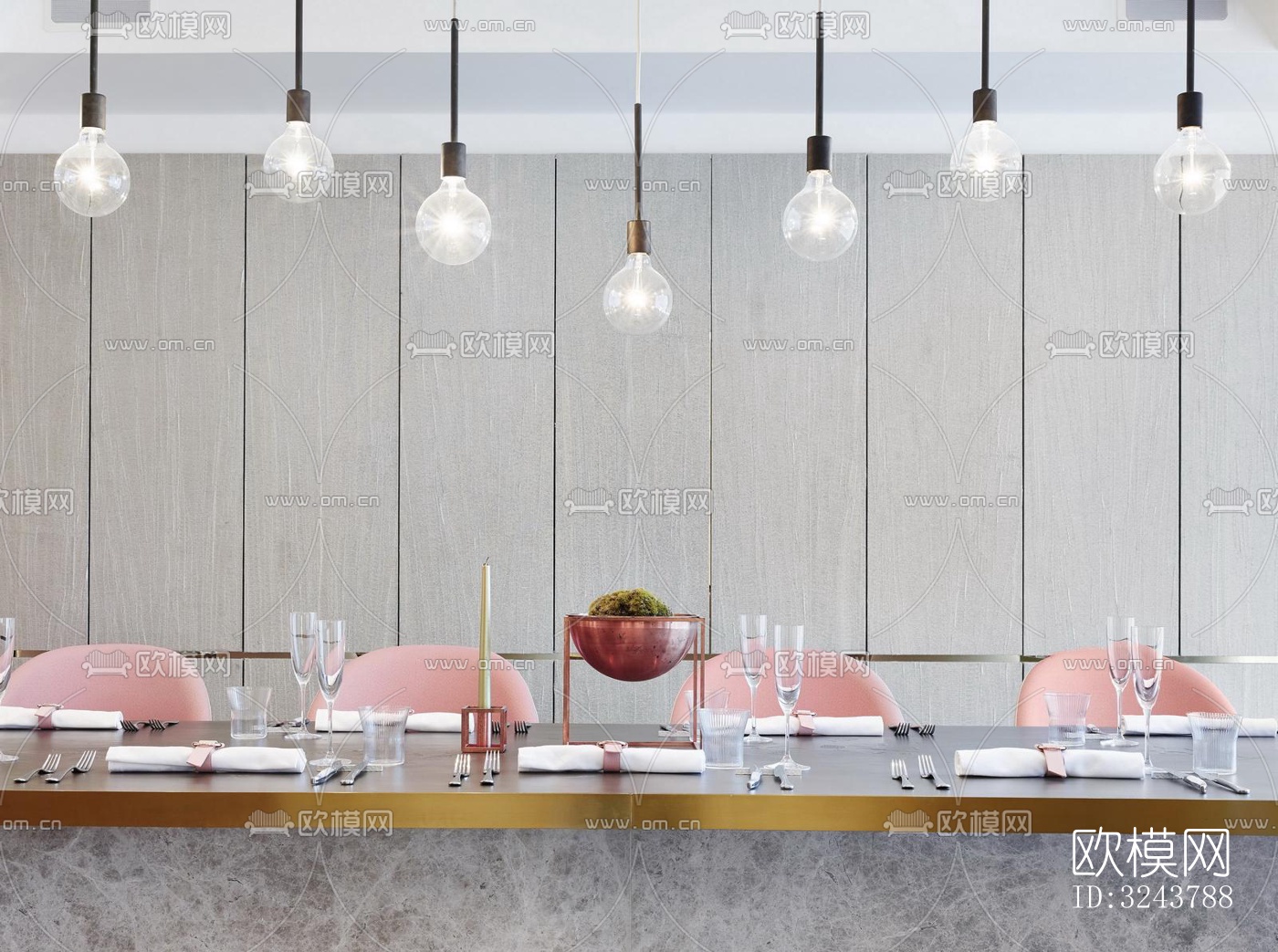 现代西餐厅效果图下载（渲染图16）