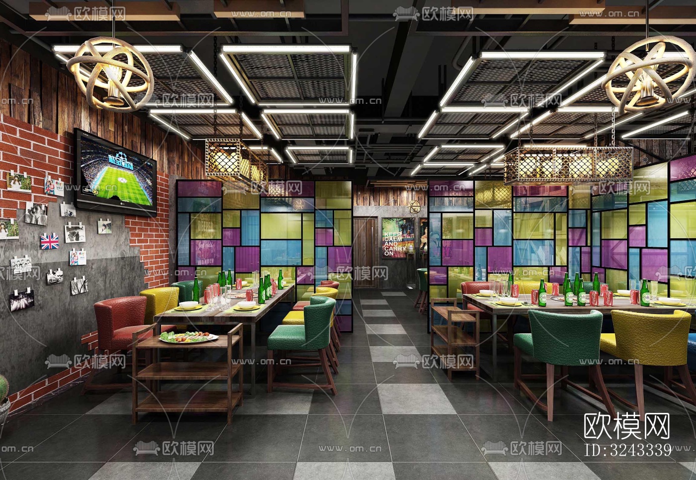 工业风火锅烤肉效果图下载（渲染图8）