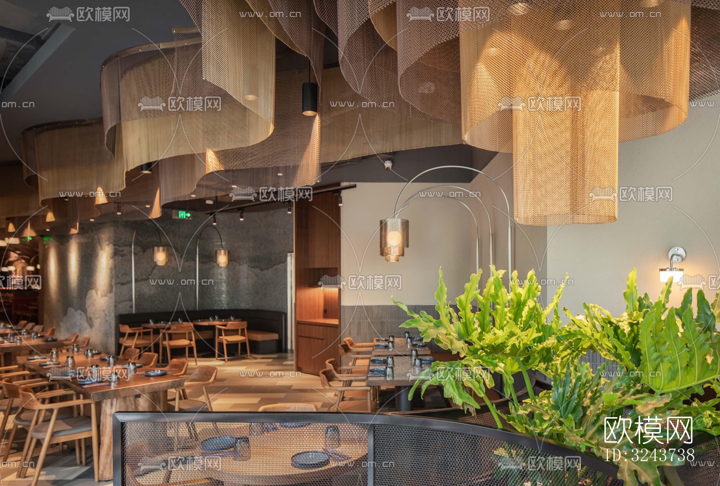 现代西餐厅效果图下载（渲染图12）