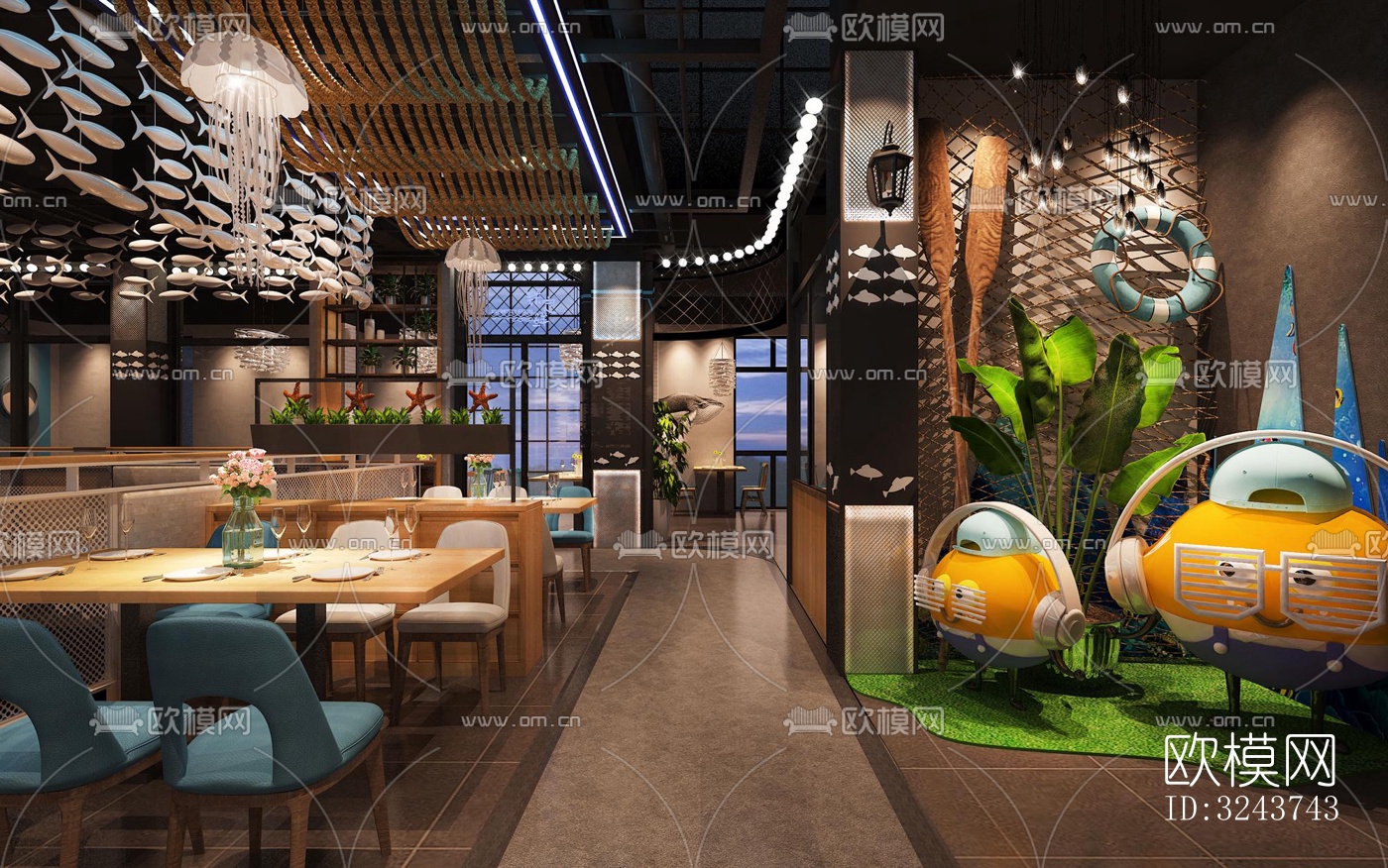 现代西餐厅效果图下载（渲染图3）