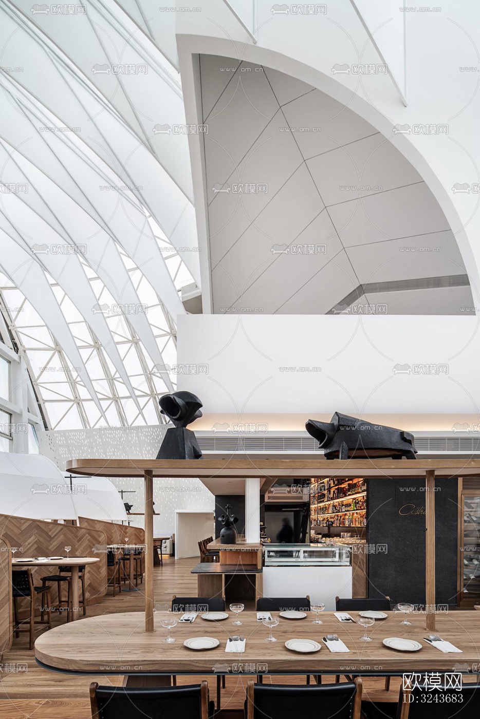 现代西餐厅效果图下载（渲染图19）