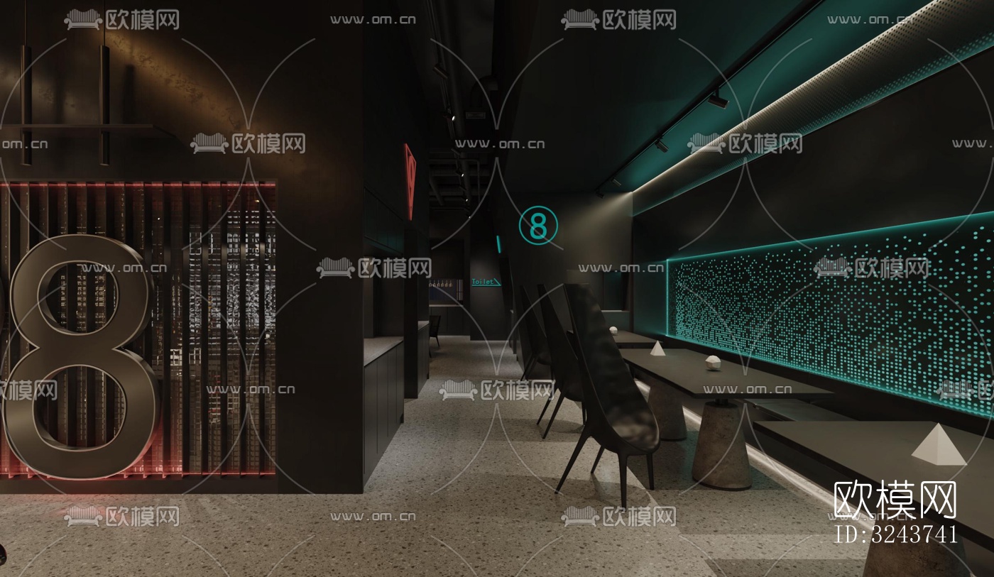 现代西餐厅效果图下载（渲染图5）