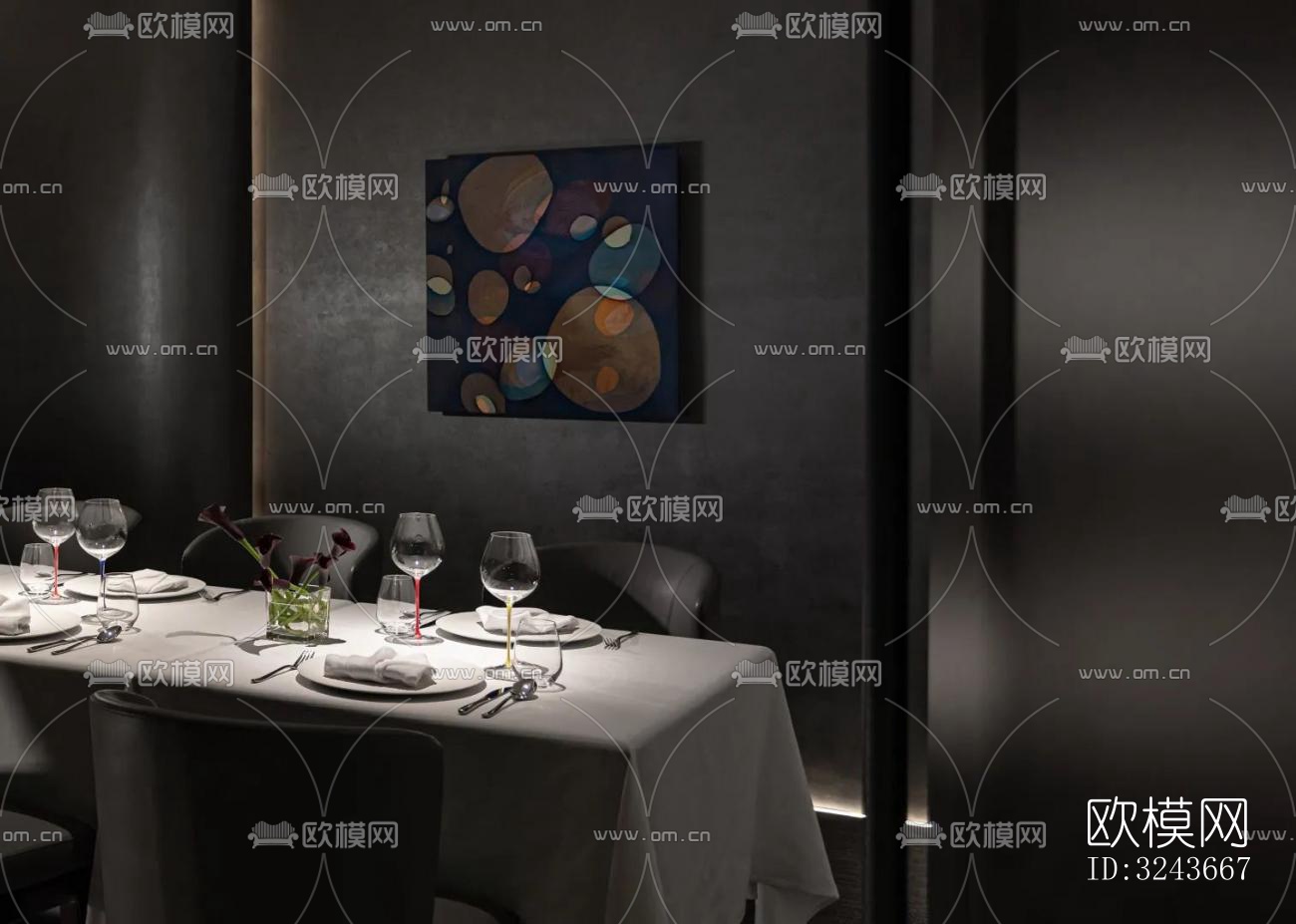 现代西餐厅效果图下载（渲染图7）