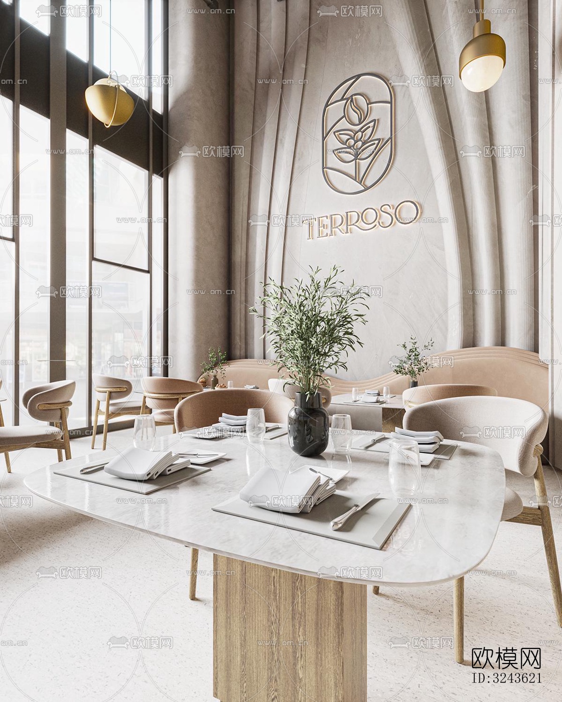 侘寂西餐厅效果图下载（渲染图4）