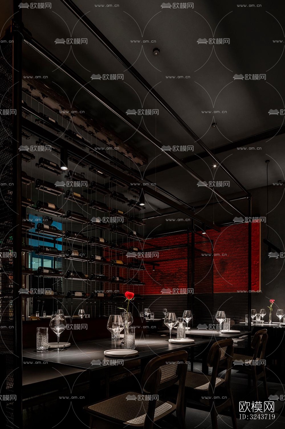 现代西餐厅效果图下载（渲染图1）