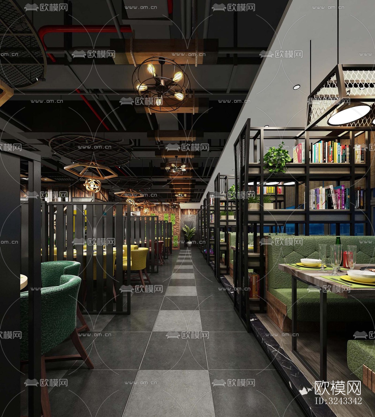 工业风火锅烤肉效果图下载（渲染图3）