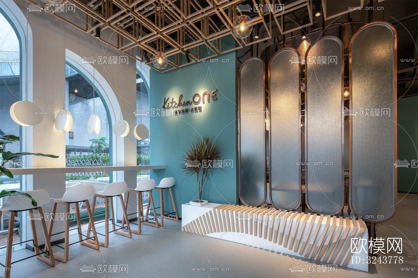 现代西餐厅效果图下载（渲染图14）