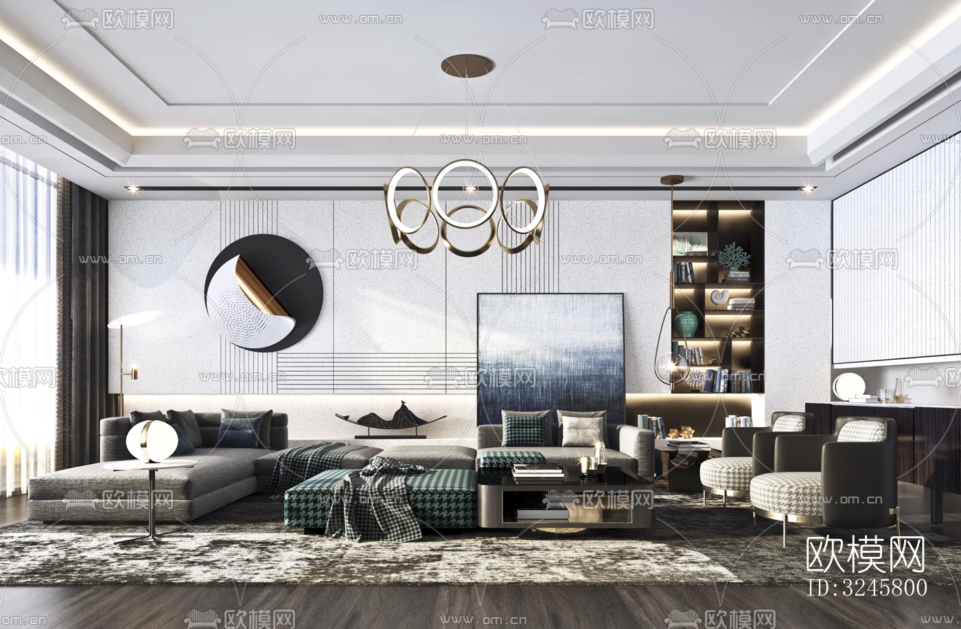 现代客厅效果图下载（渲染图1）