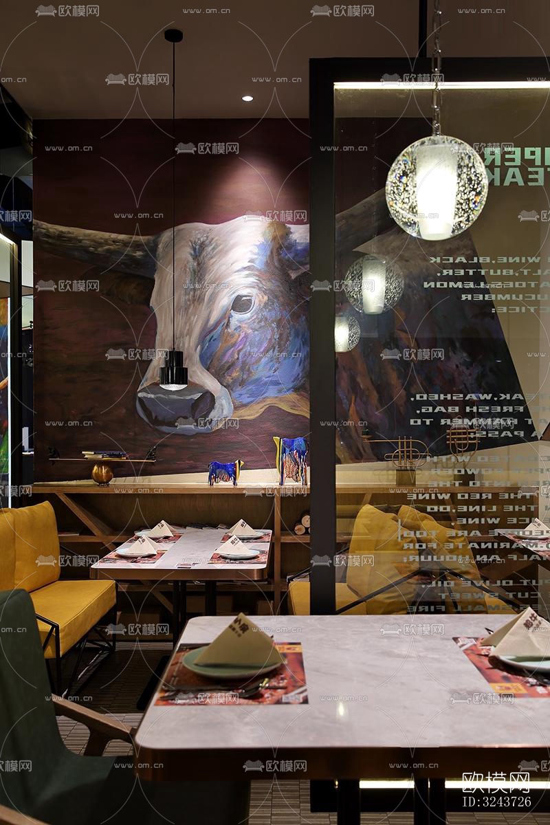 现代西餐厅效果图下载（渲染图4）