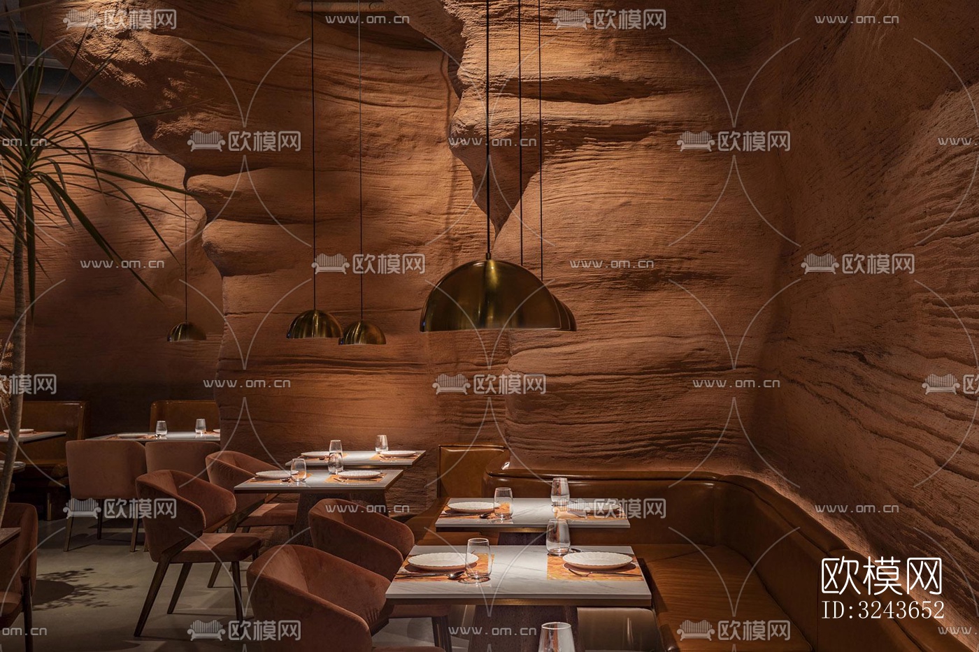 现代西餐厅效果图下载（渲染图1）