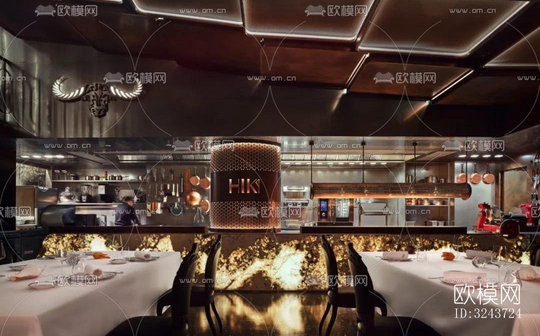 现代西餐厅效果图下载（渲染图1）