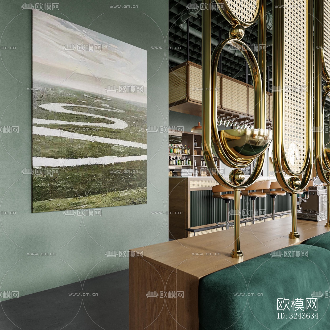 工业风西餐厅效果图下载（渲染图8）