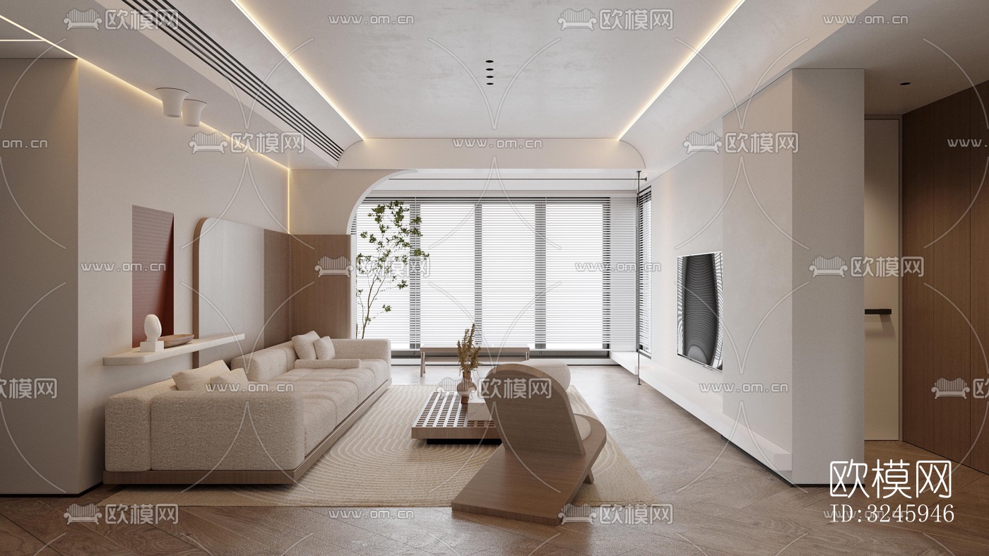 现代客餐厅效果图下载（渲染图6）