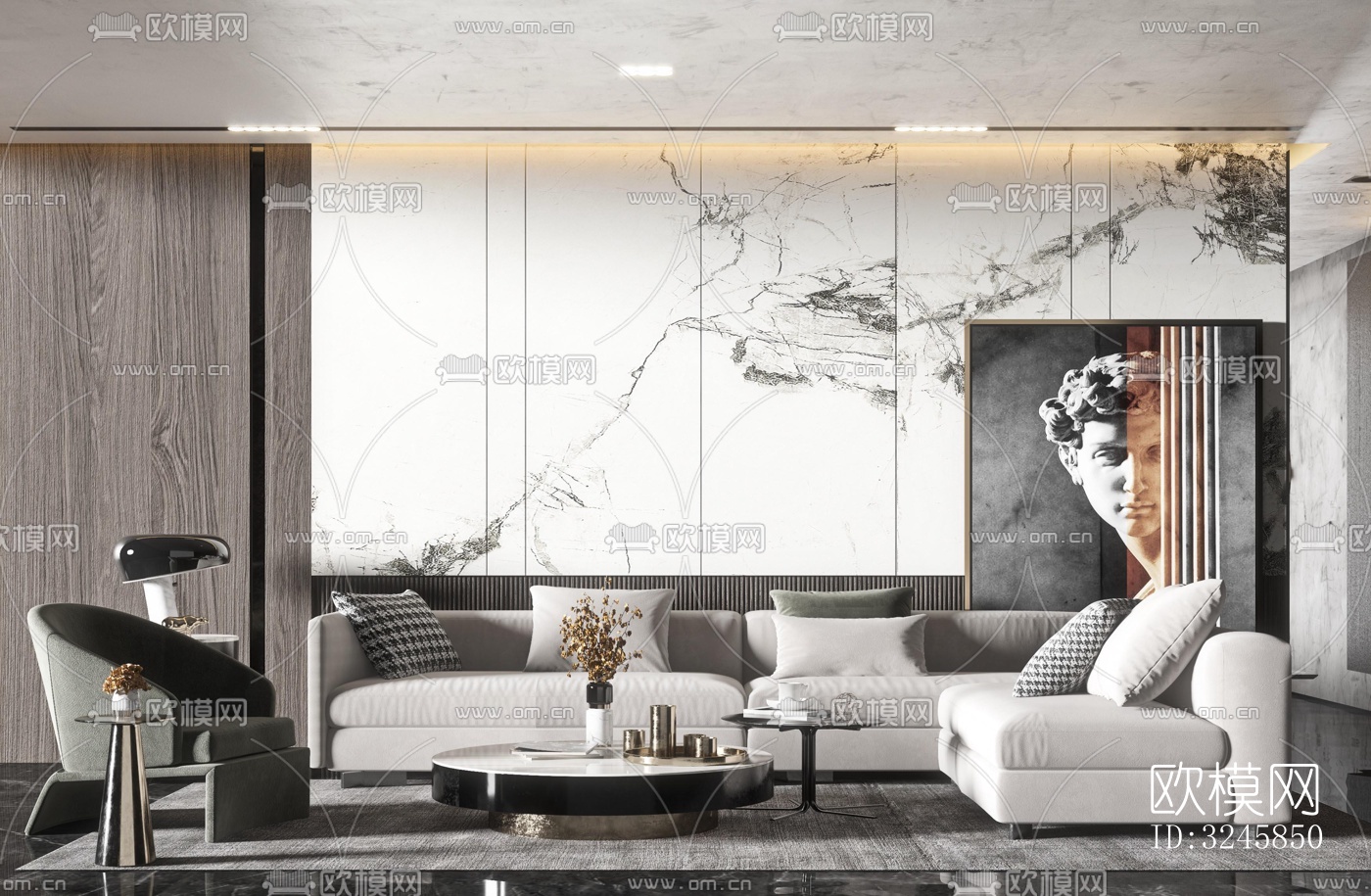 现代客厅效果图下载（渲染图3）