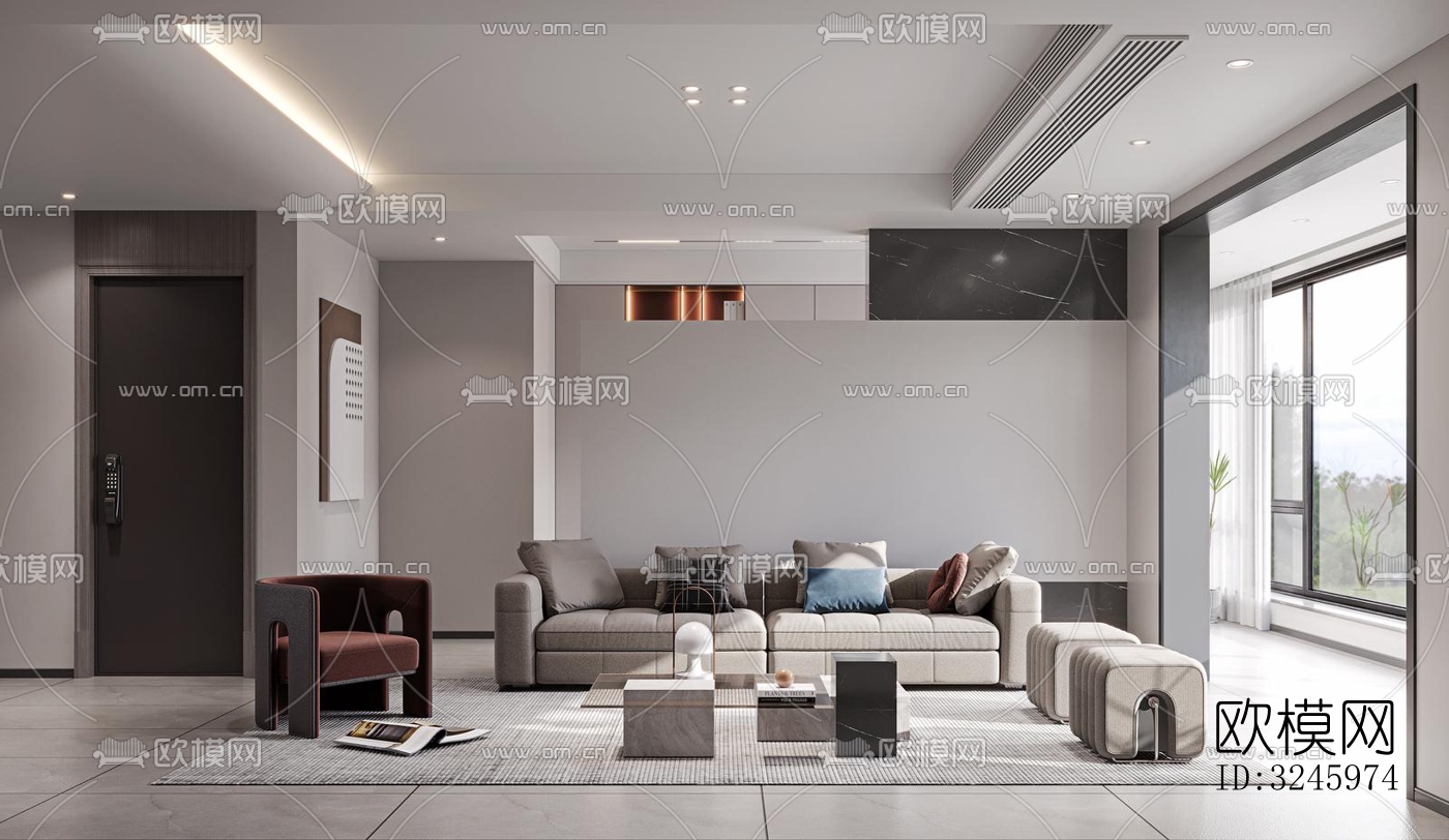 现代客餐厅效果图下载（渲染图5）