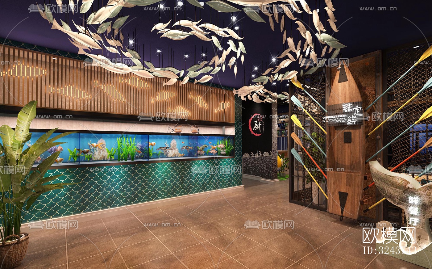 现代西餐厅效果图下载（渲染图1）