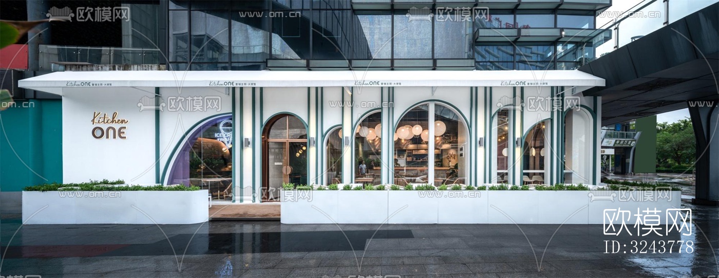 现代西餐厅效果图下载（渲染图1）