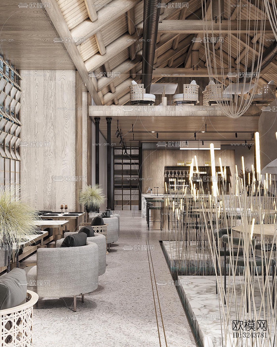 现代西餐厅效果图下载（渲染图16）